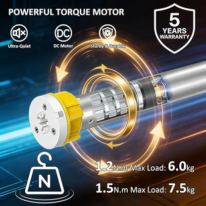 Tuya ZigBee 3.0 Smart Roller Shade Motor, 110V AC Electric Tubular Motor for 1.5" Tube, Motorized Blinds Kit Compatible with Alexa & Google Home, Zebra Blinds Motor, 5 Years Warranty (1.5N.m Torque)