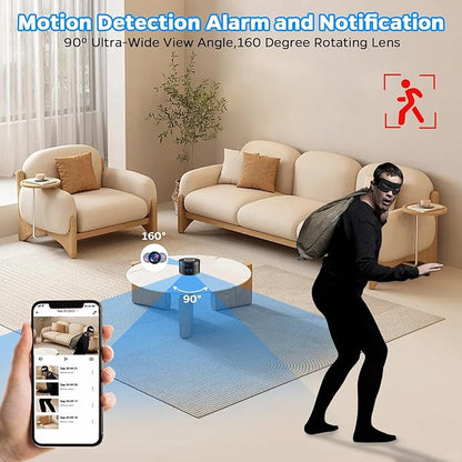 Indoor Camera with Clock and Wireless Charging, 1080P WiFi Cameras for Home, Security Camera with Motion Detection, Night Vision, Local & Cloud Storage,with APP (Black)