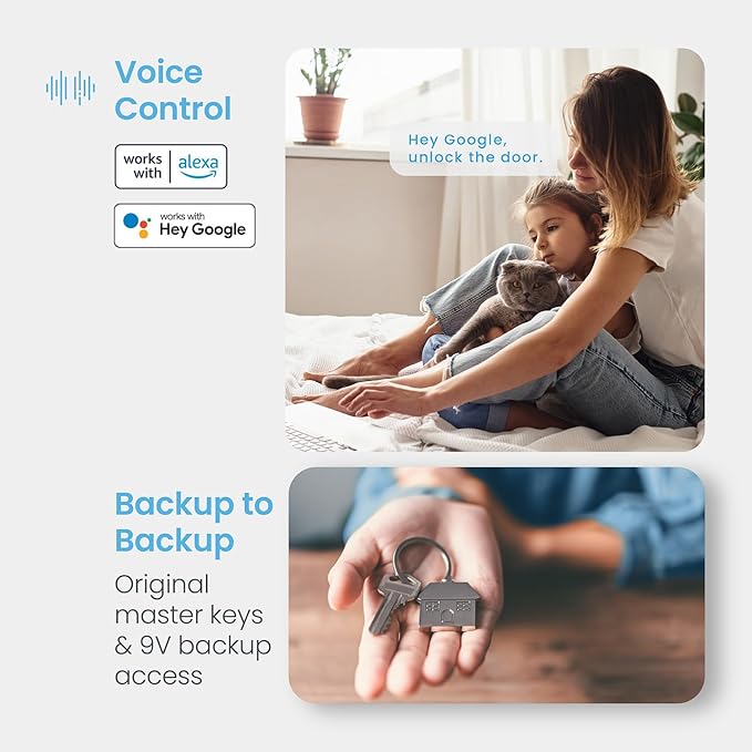 Lockly Secure Pro Smart Deadbolt Lock — Fingerprint Keyless Entry, PIN Genie® Patented Keypad, up to 99 Fingerprints, up to 33 Access Codes, Wi-Fi Hub Included, ANSI Grade 1, Alexa & Google Compatible