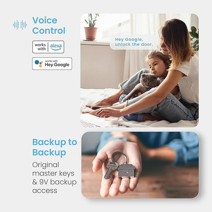 Lockly Secure Pro Smart Deadbolt Lock — Fingerprint Keyless Entry, PIN Genie® Patented Keypad, up to 99 Fingerprints, up to 33 Access Codes, Wi-Fi Hub Included, ANSI Grade 1, Alexa & Google Compatible