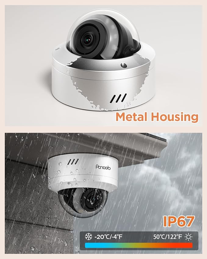 32 Channel Security Camera System, 20x 5MP Wired IK10 Vandal-Proof Dome IP PoE Cameras Outdoor with Human Vehicle Detection, Color Night Vision, 2 Way Audio, 4K 32CH NVR 8TB HDD, PD54Y2032-5M