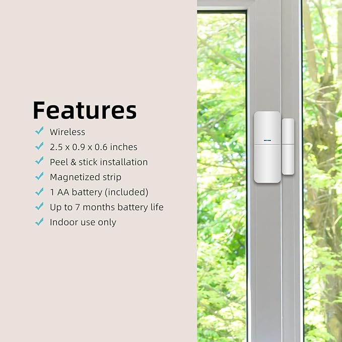 Door and Window Sensor 2 Pack - Window & Door Protection, Sends Alerts, Triggers Siren, Indoor Use Only - Hub Required