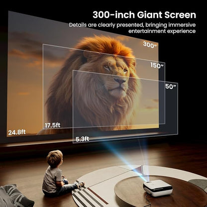 Official Licensed Google TV - HAPPRUN Native 1080P Outdoor Smart Projector | Google TV • 10K+ Apps • 4K Decoding • Dolby & AirPlay • Wi-Fi & Bluetooth • Outdoor Ready • Plug & Play • PS5 Compatible