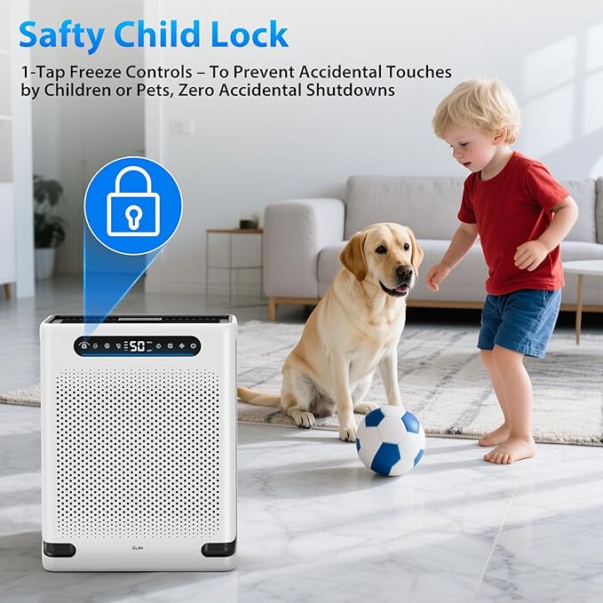 FreAire Air Purifiers for Home Large Room Up to 2600 Ft², HEPA Air Purifier with Washable Filter & Air Quality Display, Powerful Turbo Mode Air Cleaner for Pet Hair Odors Smoke Dust, HAP605