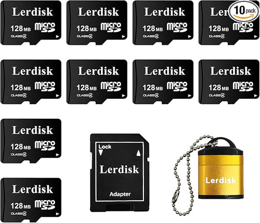 Factory Wholesale Micro SD Card 128MB (0.12GB) Pack of 10 in Bulk Low Capacity for MP3/Old Phones/Small Files Only -Not for Cameras/Dashcams/GB Devices