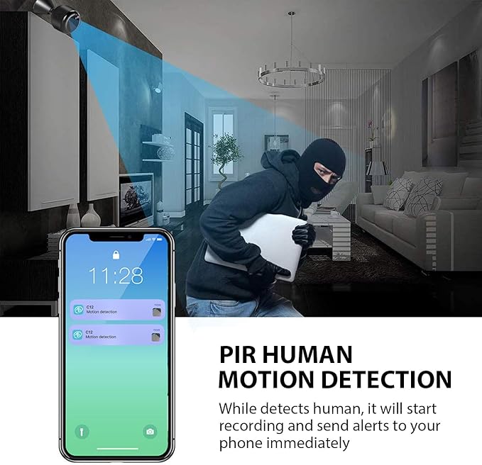 Hidden Camera, 1080P Wireless Mini Camera Indoor Nanny Cam for Home Security, 60-Days Battery Life, Auto Night Vision, AI Motion Detection, Live Remote Viewing for Nanny Pet Baby Monitoring