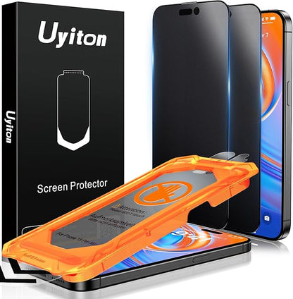 Uyiton for iPhone 15 Pro Max Matte Privacy Screen Protector - Anti-Fingerprint [Easy to Install] Anti-Spy Shatterproof Full Coverage 9H Tempered Glass Screen Cover, 2 Pack