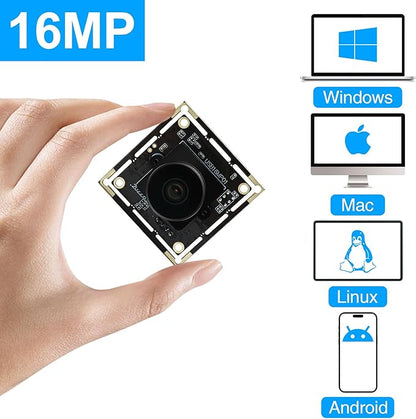 MMlove 16MP USB Camera Module Lightburn Camera 170° Wide Angle M12 Fisheye Lens with IMX298 Image Sensor Plug&Play Embedded Computer Webcam for HD Video Conference/Laptop/PC/Raspberry Pi