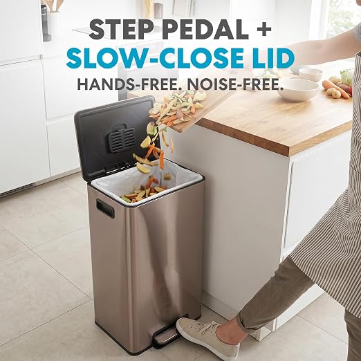 SIMPLI-MAGIC 13 Gallon / 50L Step Trash Can, Infinity Edge, Rose Gold