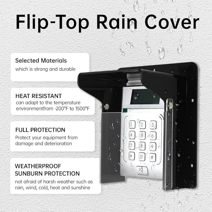 Doorbell Rain Cover, Gate Outdoor Keypad Cover, Universal Flip-Open Rain Shield for Doorbell & Lock Keypad/Attendance Machine, Weatherproof Protective Cover (M - Flip Lid)