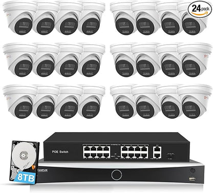 Anpviz 32 Channel 12MP NVR PoE Security Camera System, 32CH H.265+ NVR with 8TB HDD and 16 Ports PoE Switch, 24pcs 4K 8MP IP Wired Cameras with Color Night Vision, CCTV for Business Home（H Series）