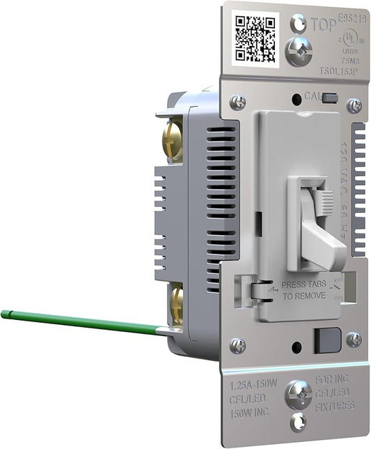 Legrand LED Toggle Dimmer Switch, Dimmable Light Switch, Flicker-Free LED Dimmer Control, 150W, Gray