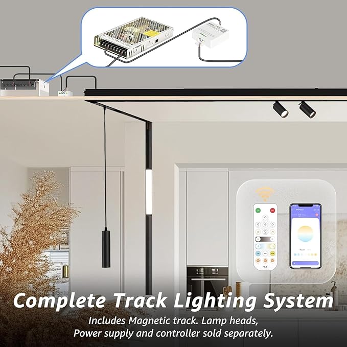 6 Pack Magnetic Track Lighting Rail, 4-Wire Recessed Aluminum Rail for LED Track Light System, Flush Mount 24V Low Voltage Adjustable Track for Ceiling (39.4inch/3.3ft)
