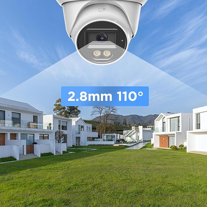 5MP PoE IP Dome Camera Outdoor, Wired Home Indoor Security Turret Camera, 2.8mm Lens 110° Wide Angle, Built-in Mic, AI Person Detection, Smart Color Night Vision, 24/7 Recording, PD93BA1-5MD