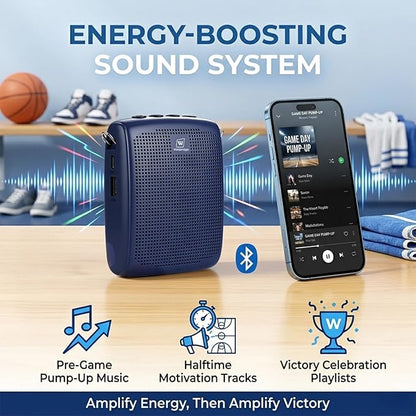 WinBridge Wireless Voice Amplifier - 15W Bluetooth PA System for Teaching, Tour Guiding, Business Meetings, Conference Training, 12-15H Battery, Portable Microphone with Speaker Sound System Blue