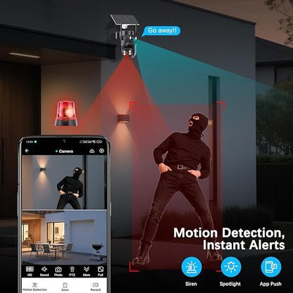 4K Solar Security Cameras Wireless Outdoor with Dual Lens, 4 Cam Kit, No Subscription Fee, Home Security System with Color Night Vision, 2.4/5GHz WiFi, Auto Tracking, Motion Detection,32GB Memory Card