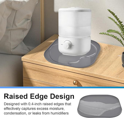 Silicone Humidifiers Drip Tray for LEVOIT, Dreo, ASAKUKI, Homvana Humidifiers, 10''x10'' Non-Slip & Leak-Proof Silicone Mat, Prevent Water Leakage and Protect Floor Surface (Grey)