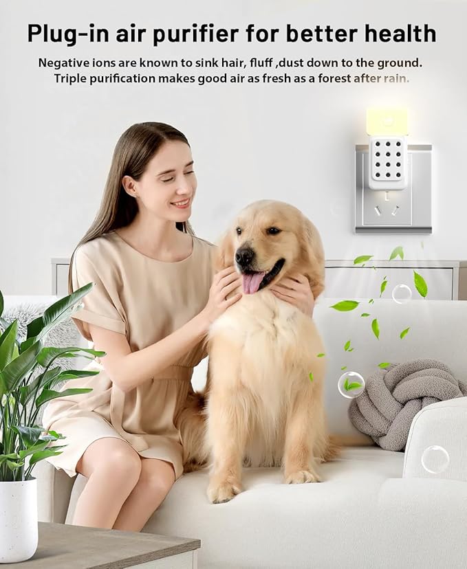 ySky Plug In Air Purifier for Home, Negative Ion Air purifiers with LED Motion Sensor Night Light,Quiet Mini Air Ionizers for home,Bathroom,Bedroom,Portable Air ionizer for Odor,Pet smell