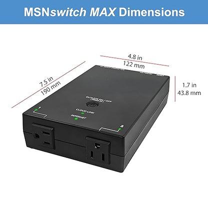 MSNswitch MAX 2-Outlet Internet Enabled Power Switch with Auto Reboot, Power Metering, Surge Protection & Noise Filtration - Ethernet & WiFi - Control via Smartphone, Cloud or API (Model UIS-801bc)