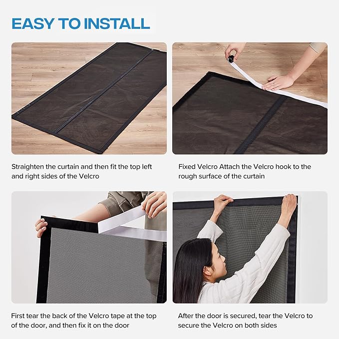 Magnetic Screen Door with Upgraded PET Material Mesh- Easy Installation, Tear-Resistant, Pet and Kid Friendly