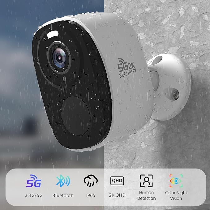 Rraycom 4pc Security Cameras Wireless Outdoor Battery Powered, 5GHz/2.4GHz