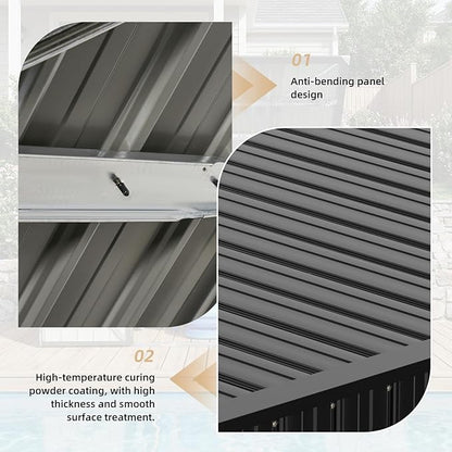 Outdoor Trash Can Storage Shed - Metal Waterproof Outdoor Garbage Can Organizer with Chain Lid, Ideal for Trash Bins, Toys, Garden Tools for Garden/Backyard/Patio