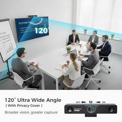 NEARITY V30S 4K Video Conference Camera with Microphone, 120° FOV/3X Digital Zoom, All in One Conference Room Webcam, Dual Mics, Video Conferencing System for Business Meetings/Smartboard