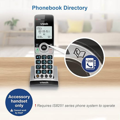 VTech IS8201 Additional Handset for IS8251 Business Grade Cordless Phone Series, Perfect for Home Office, Smart Call Blocking, Answering System, Bluetooth Connect to Cell