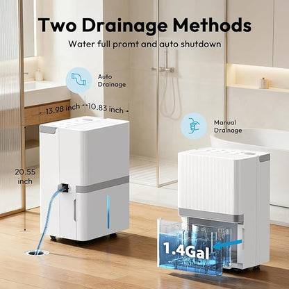 HUMILABS 5000 Sq.Ft Dehumidifier for Basement and Home, 75 Pints Dehumidifier with Drain Hose, Smart Humidity Control, 24H-Timer, for Bedroom, Bathroom, Large Room
