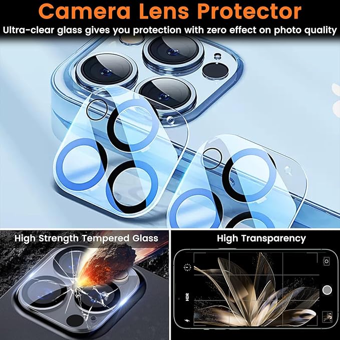 Lesakit 3+3 Pack Privacy Screen Protector for iPhone 13 Pro Max 6.7-Inch with 3 Pack Camera Lens Protector, Anti Spy Tempered Glass Film 9H Hardness Bubble Free Case Friendly
