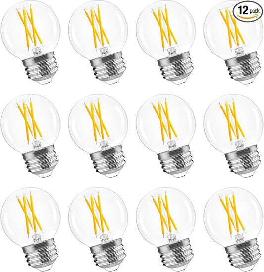 GvvooHome G16.5 LED Bulb Dimmable, 6W, 60 watt Equivalent, 4000K Neutral White E26 Globe Bulb, Round Edison Bulbs for Ceiling Fan, Pendant, Chandeliers, 90+CRI 600LM, 12 Pack