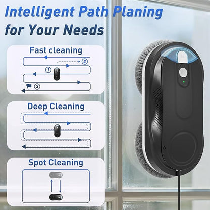 KKI Window Cleaning Robot, Automatic Window Cleaner Robot, Dual Spray, Max 3200Pa, AI Path Planning & Edge Detection, Remote Control for High-Rise Windows, Glass,Door,10xCloths, X3
