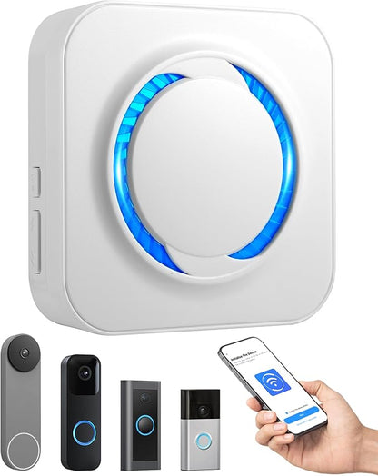 WiFi Doorbell Chime Extender for Ring, Blink & Nest - Indoor Plug & Play, 58 Ringtones, 5 Volume Levels, LED Flash Alert, Unlimited Expandable for Bedroom, Garage, Basement, Alexa Compatible