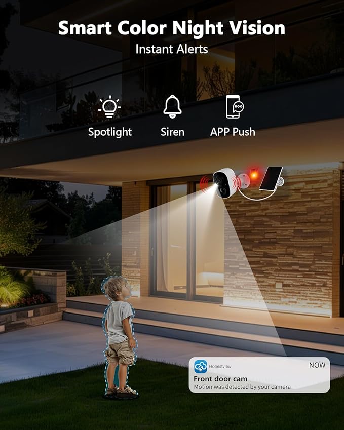 OOSSXX (100% Wire-Free) Solar Outdoor Wireless Security Camera Wi-Fi Battery Powered Cameras Video Surveillance