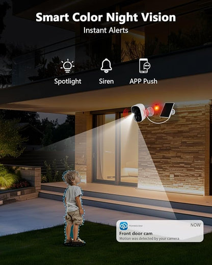 OOSSXX (100% Wire-Free) Solar Outdoor Wireless Security Camera Wi-Fi Battery Powered Cameras Video Surveillance