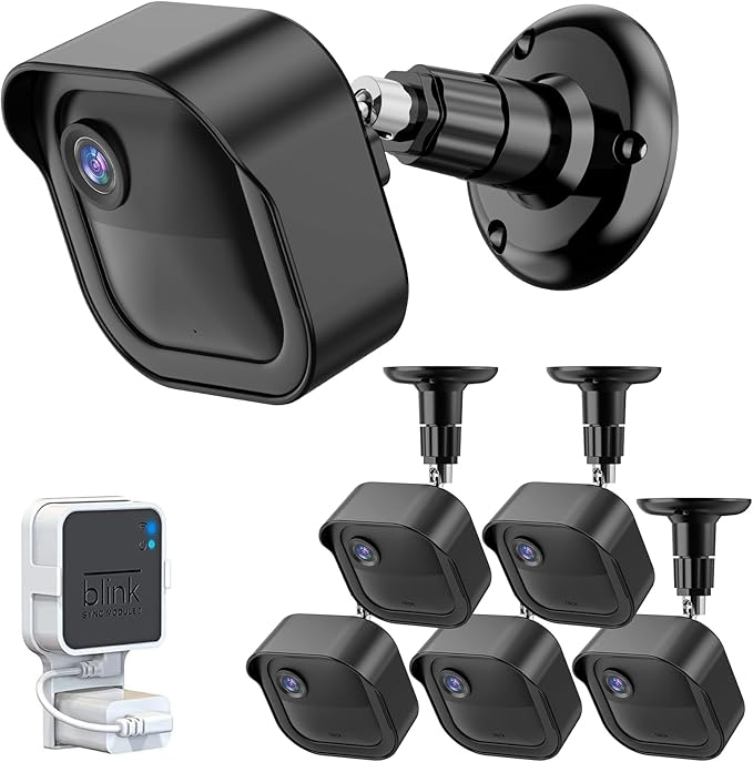All-New Blink Outdoor Camera Wall Mount, 360° Adjustable Mount and Weather Proof Protective Housing with Blink Sync Module Outlet Mount for Blink Outdoor 4/2K+/3rd Gen Camera System (Black, 5 Pack)