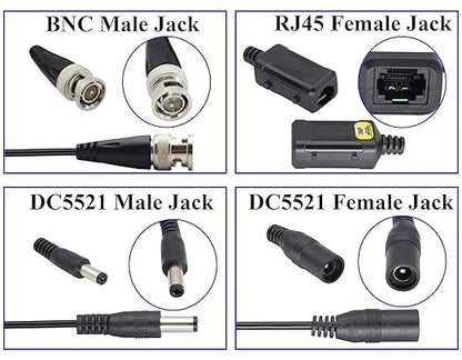 zdyCGTime Passive HD Video Balun BNC to RJ45 Network Transceiver Cat5/Cat6 Adapter Cable with DC Power 720P - 8MP Cat6 to BNC Male Connecto for CCTV Security Surveillance Camera System(16.5cm/4Pairs)