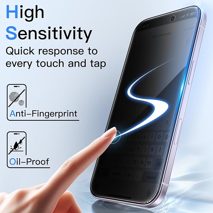 JETech Privacy Screen Protector for iPhone 17 6.3-Inch, Anti-Spy Tempered Glass Film with Easy Installation Tool, 2-Pack