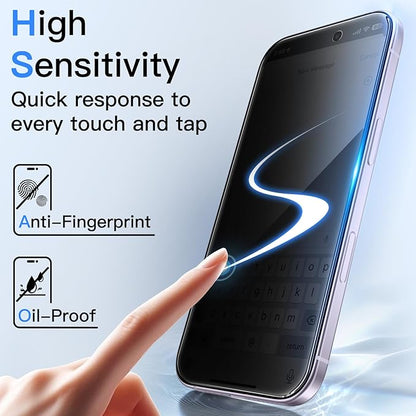 JETech Privacy Screen Protector for iPhone 17 6.3-Inch, Anti-Spy Tempered Glass Film with Easy Installation Tool, 2-Pack