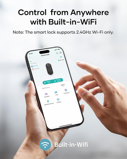 Wi-Fi Front Door Lock Set - HEANTLE Smart Locks for Front Door Built-in WiFi Keyless Entry Deadbolt with Handle Set Fingerprint Smart Electronic Deadbolt, Works with Alexa & Google Assistant Silver
