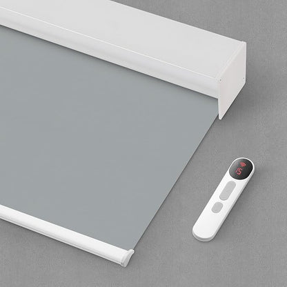 Bringnox Motorized Blinds with Remote,100% Blackout Smart Roller Blinds Compatible with Apple Homekit Google Home and Alexa Via HUB,and Customized (Vinyl Grey-16)