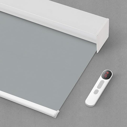 Bringnox Motorized Blinds with Remote,100% Blackout Smart Roller Blinds Compatible with Apple Homekit Google Home and Alexa Via HUB,and Customized (Vinyl Grey-16)