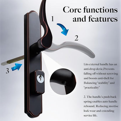 House Guard Storm Door Handle Replacement with Lock, Fits Storm & Screen Doors, for 1.1–1.97 Inch Thick Doors, 0.87 Inch & 1.02 Inch Backset, 2.5 Inch Center-to-Center Spacing (Oil Rubbed Bronze)