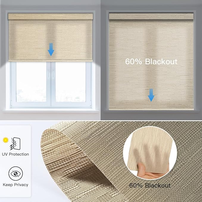 Tokblind Motorized Light Filtering Roller Shade Fabric Covered Valance and Bottom Rod, Remote Control Window Blind Compatible with Alexa via Hub, Custom Size (Texture Dark Coffee - Wrapped Fabric)