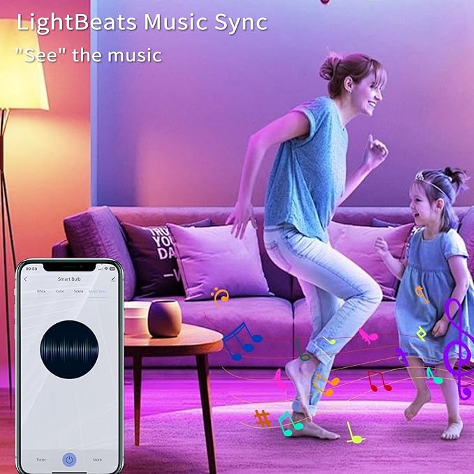 C37E12 LED Bulb,Wi-Fi Smart LED Light Bulb, Dimmable(3000-6000K), Remote Control,Decorative Candle Lamp for Stage Home Decor, 4Pack