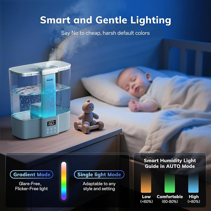 AEOCKY Geek-Level Ultrasonic Humidifier, 4L Top-Fill Cool Mist Diffuser