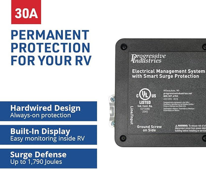 Progressive Industries EMS-LCHW30 Heavy Duty RV Surge Protector, Black, 30 Amp