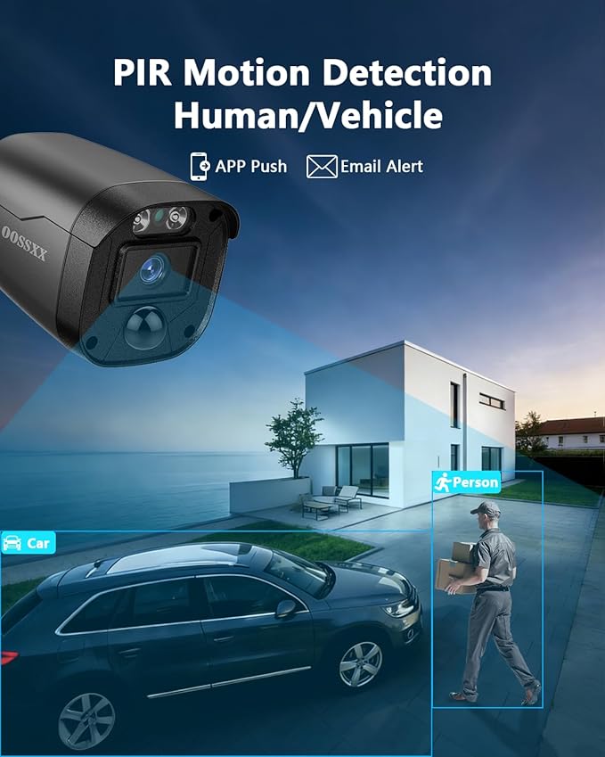 3K 5MP Wired CCTV Security Camera System with 122° Ultra Wide Angle, 8CH HD DVR Kit, 8X IP66 Indoor Outdoor Cameras, 65ft IR Night Vision, Free App, No Subscription Fee, Remote Access