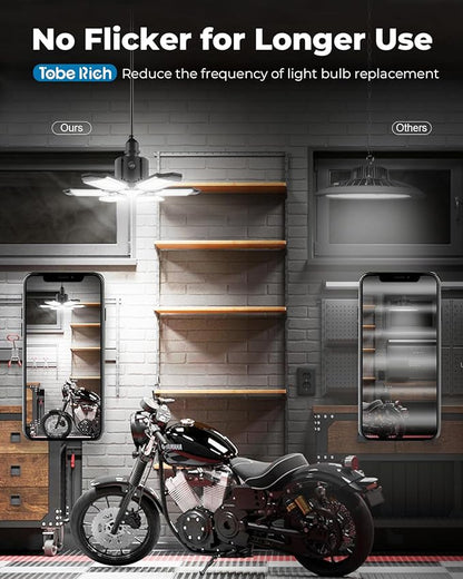 toberich Motion Sensor Garage Light 20000LM - 3 Mode Switch, 6500K Daylight Motion-Activated LED Shop Light Bay Lighting for Garage, Workshop, Utility Room, Basement (1 Pack)