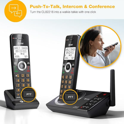 AT&T CL82218 2-Handset DECT 6.0 Cordless Phone, Charcoal Black | Large Display, Big Buttons, Answering Machine, Smart Call Blocker